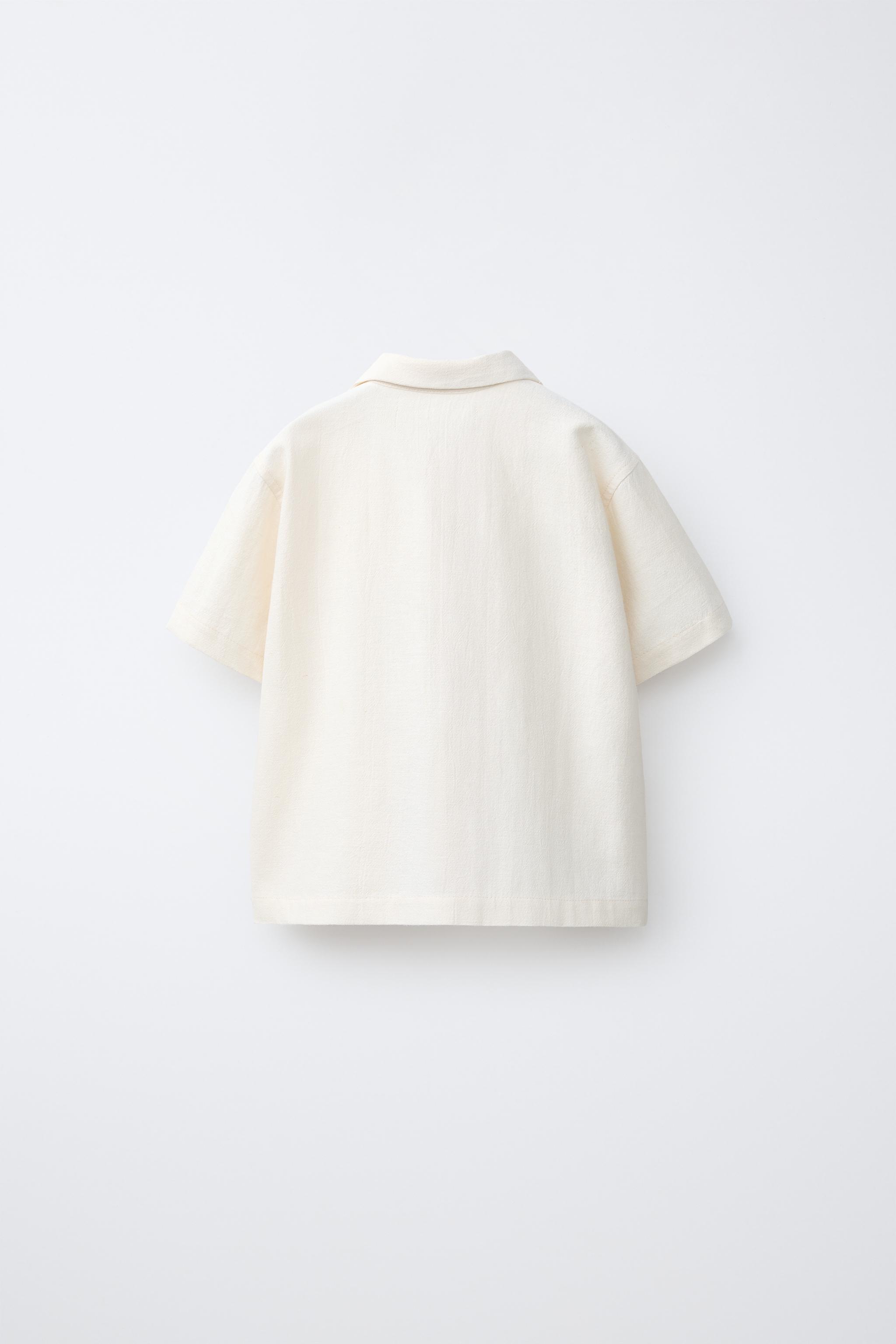 LINEN COTTON BLEND PATCH SHIRT